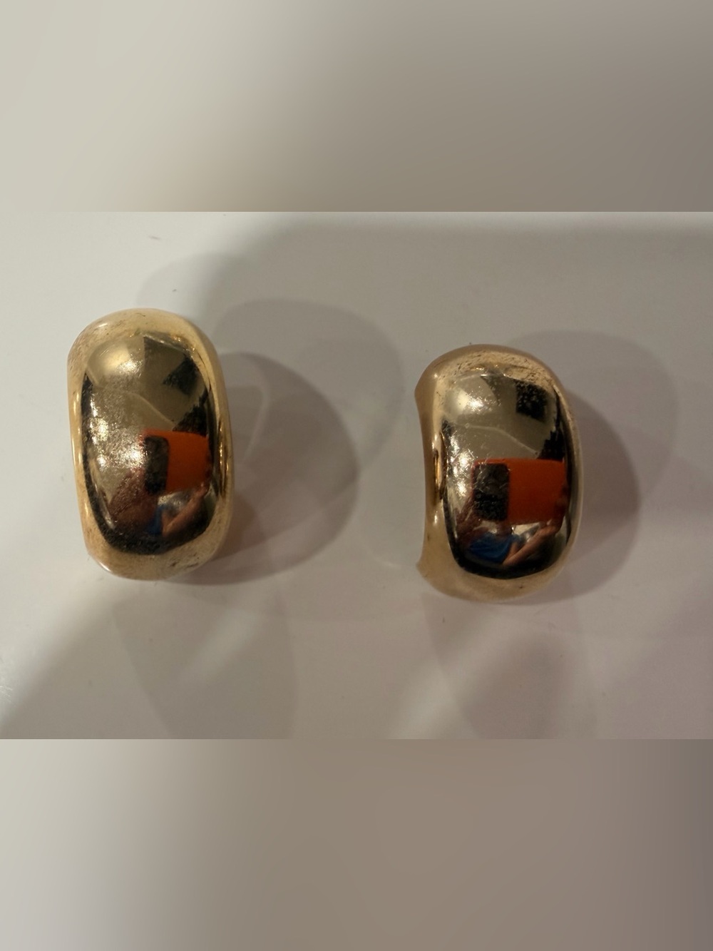 VINTAGE Napier Gold Curved Clip-On Hoop Earrings